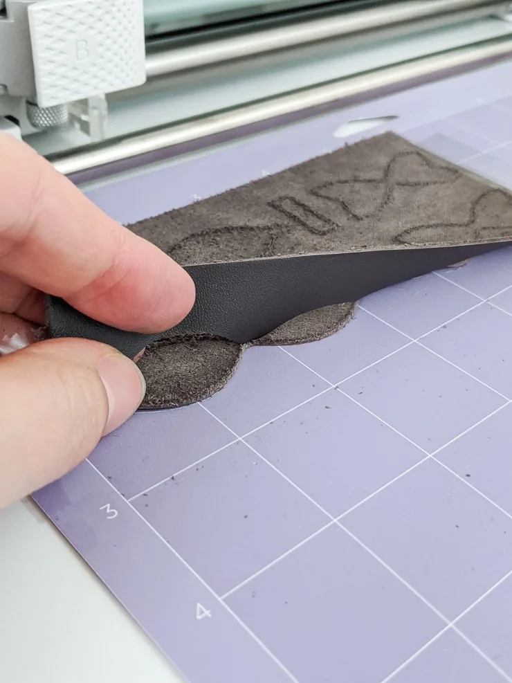 Cutting the hairbow pieces out of leather using the Cricut Maker