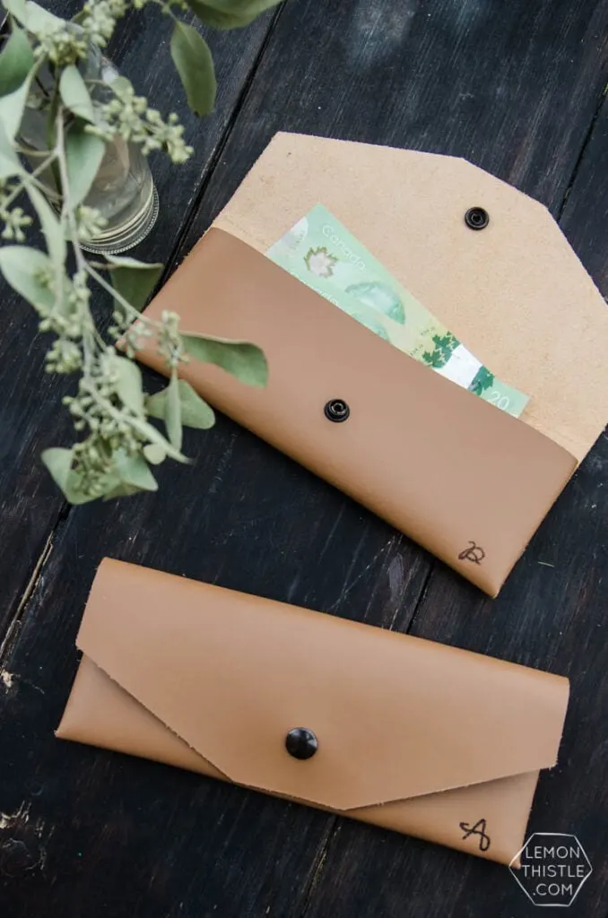 DIY leather pouch made using a Cricut machine