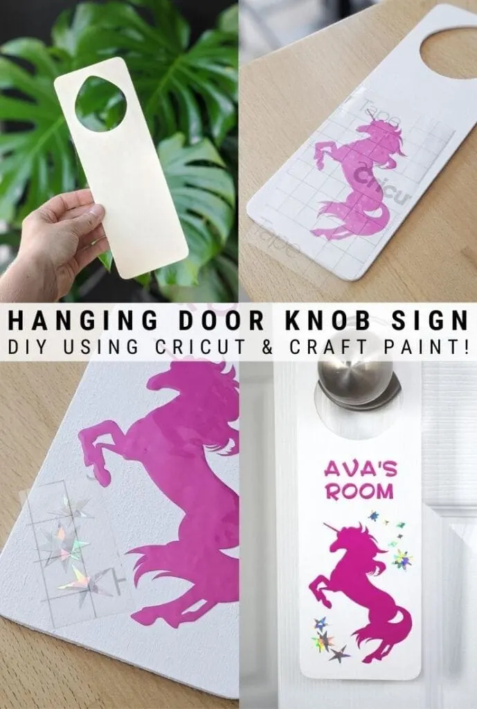 pinnable graphic of a diy door knob hanger for a kids room including text overlay