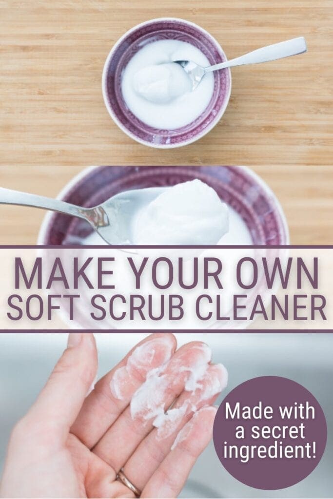 pinnable graphic for the DIY soft scrub cleaner with images and text overlay
