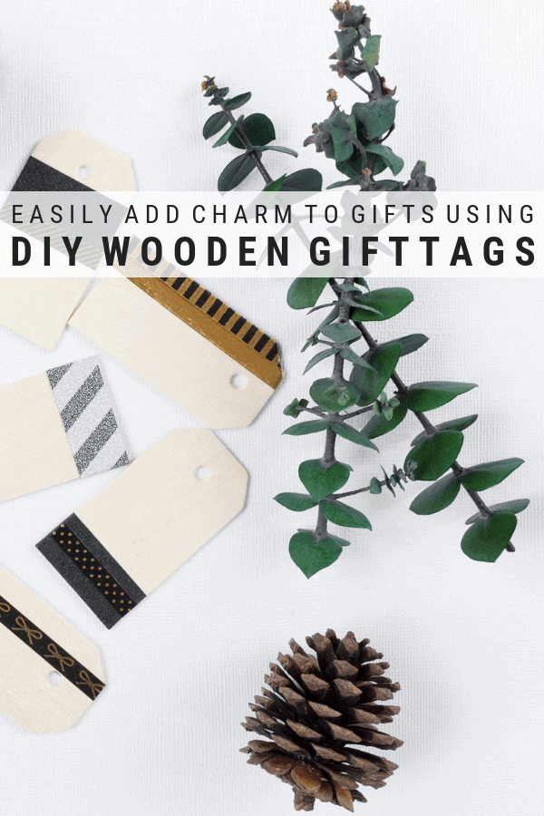 pinnable graphic about how to make washi tape gift tags with images and text overlay