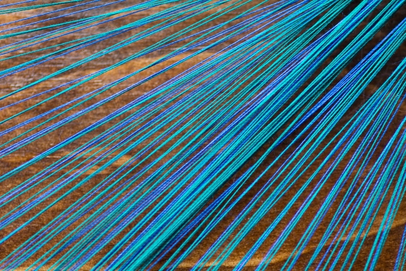 closeup shot of the DIY string art