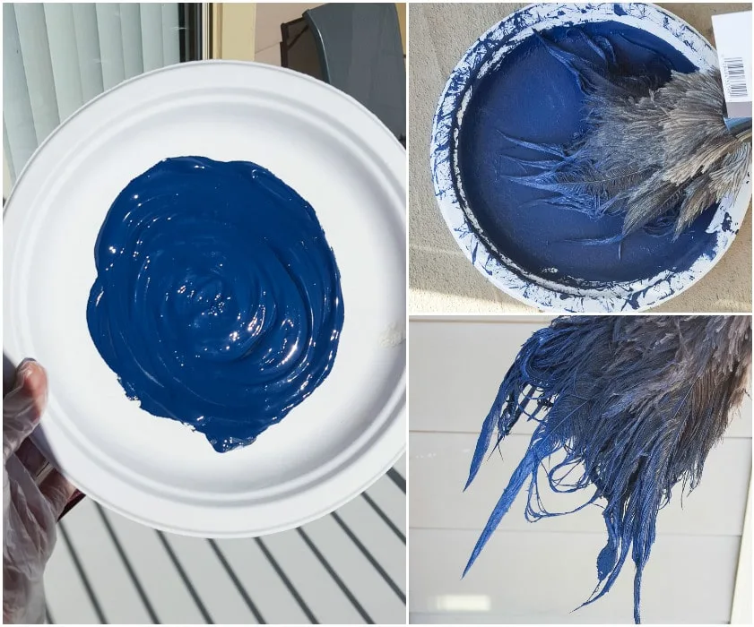 plate with paint on it and feather duster
