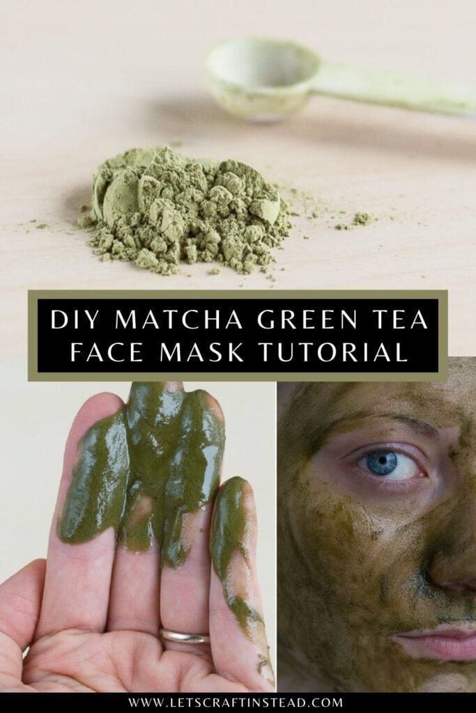 pinnable graphic about how to make a matcha face mask with graphics of the process and text overlay