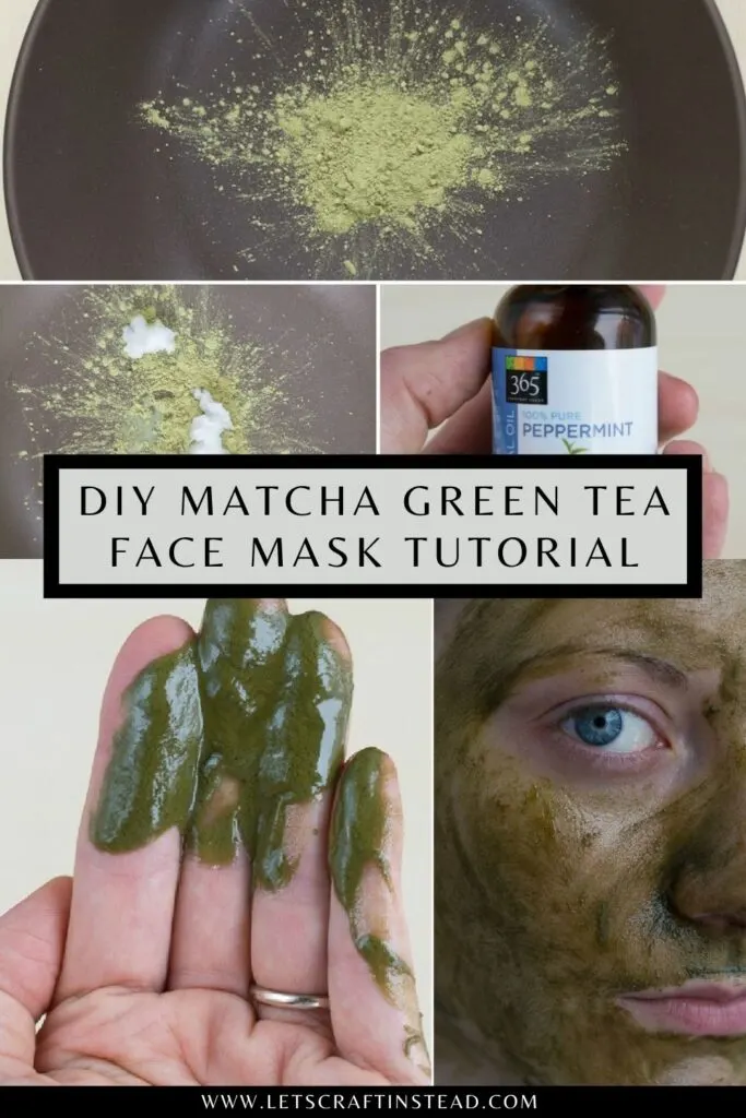 pinnable graphic about how to make a matcha face mask with graphics of the process and text overlay