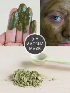 diy matcha face mask pinnable graphic with text overlay