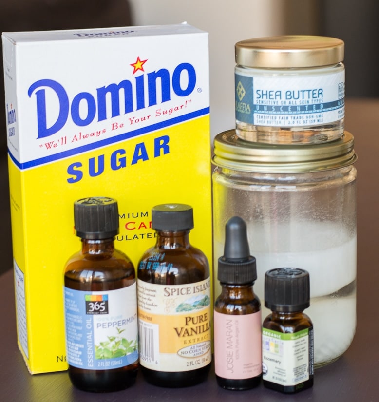 DIY sugar scrub ingredients