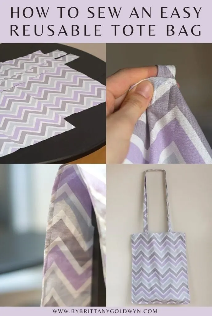 how to sew an easy tote bag pinnable graphic with text overlay
