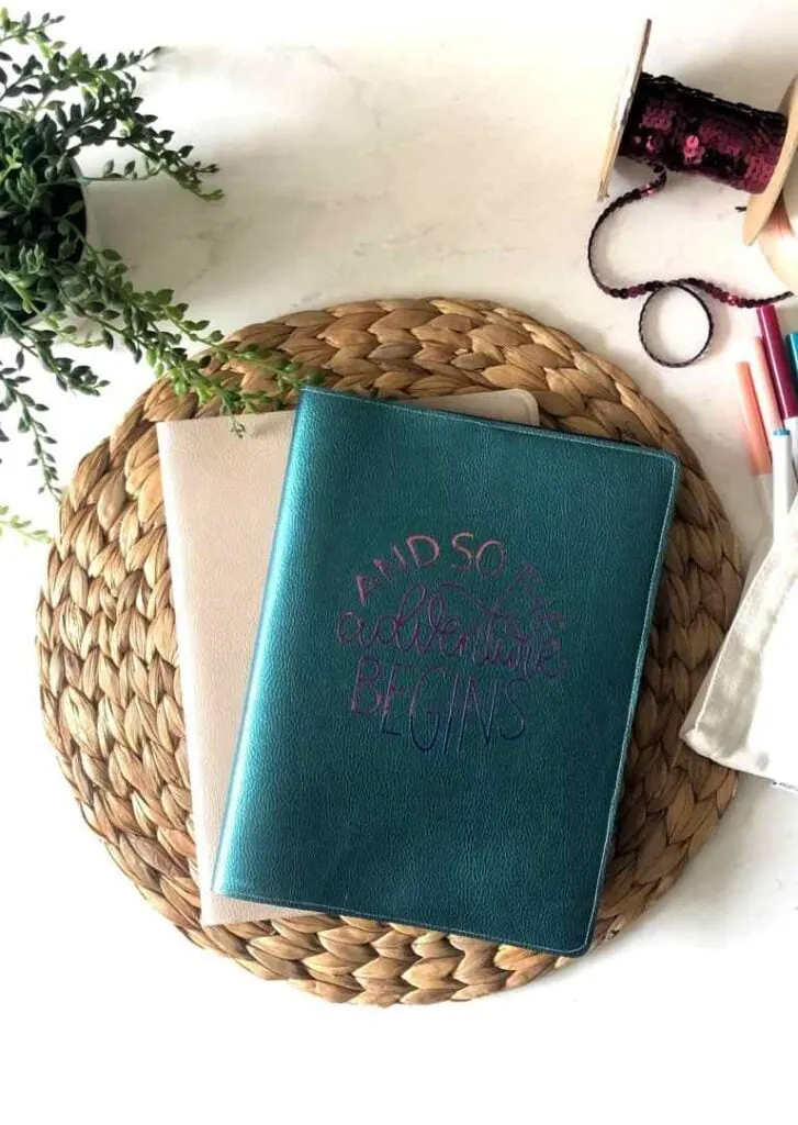 DIY leather metallic journal cover made with a Cricut machine