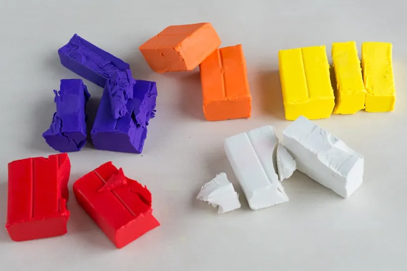 chunks of colorful clay
