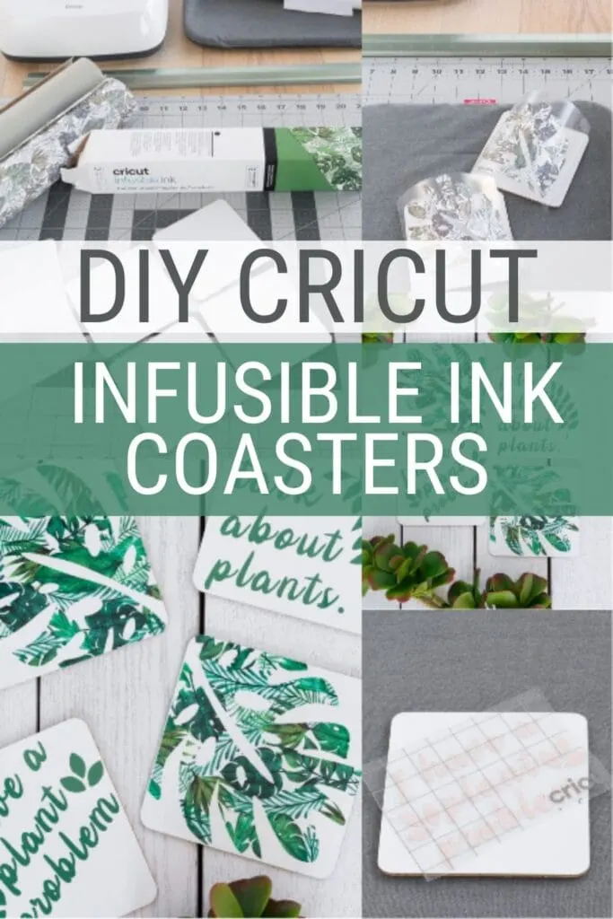 pinnable graphic about how to use Cricut Infusible Ink to make coasters