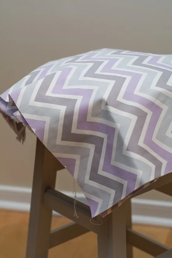 fabric on a stool