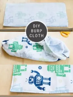 image collage of DIY burp cloth process with text overlay