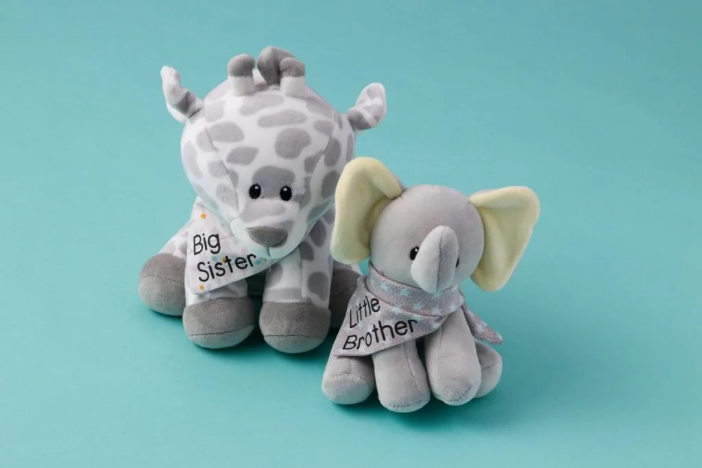 personalized stuffies made using a Cricut machine