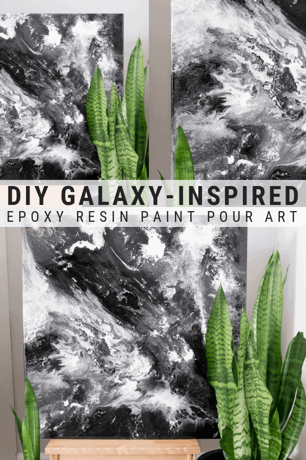 pinnable image with text overlay about how to make epoxy resin paint pour art