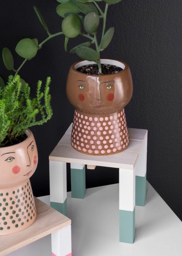 finished DIY painted mini plant stands