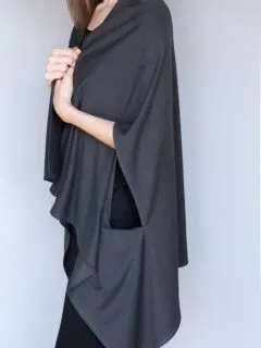 woman wearing a DIY wrap cardigan