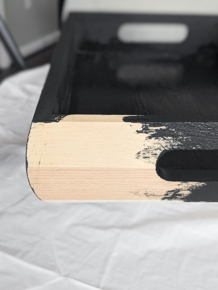 painting a wooden tray black