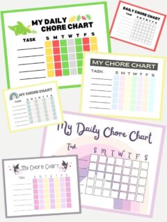 collage of free printable chore charts