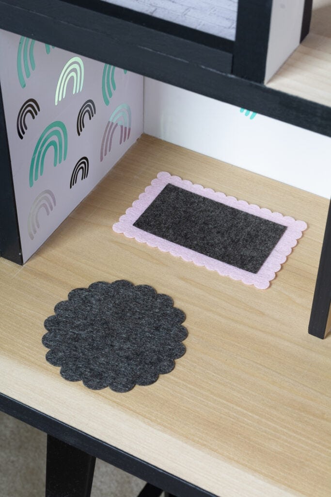 DIY dollhouse rugs made using a Cricut machine and felt