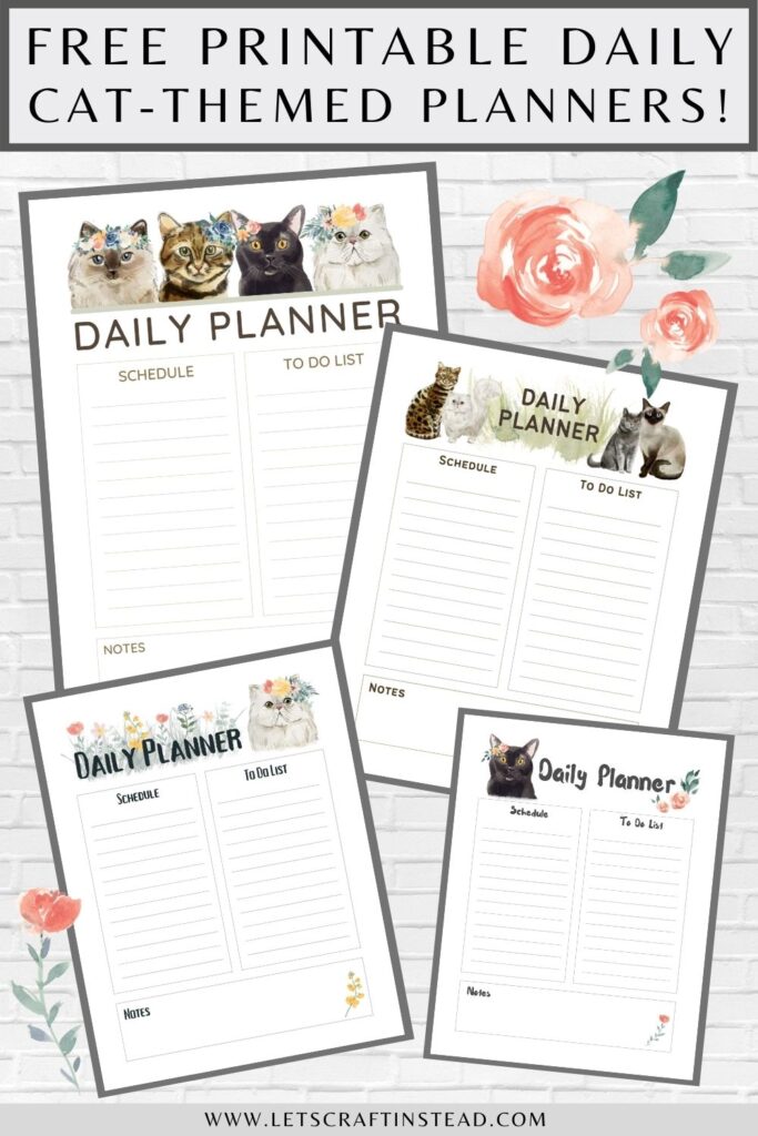 pinnable graphic about free printable daily planner templates with images of the templates and text overlay