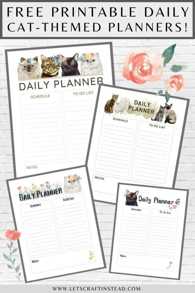 pinnable graphic about free printable daily planner templates with images of the templates and text overlay