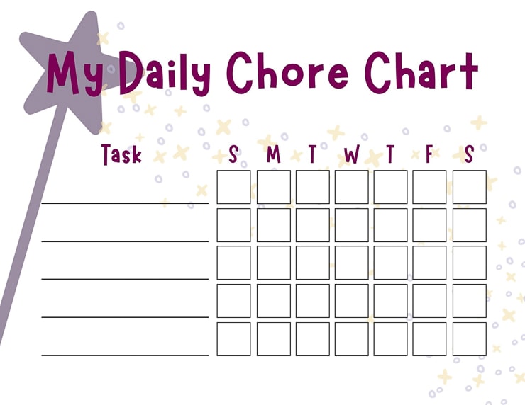 Magic wand printable daily chore chart