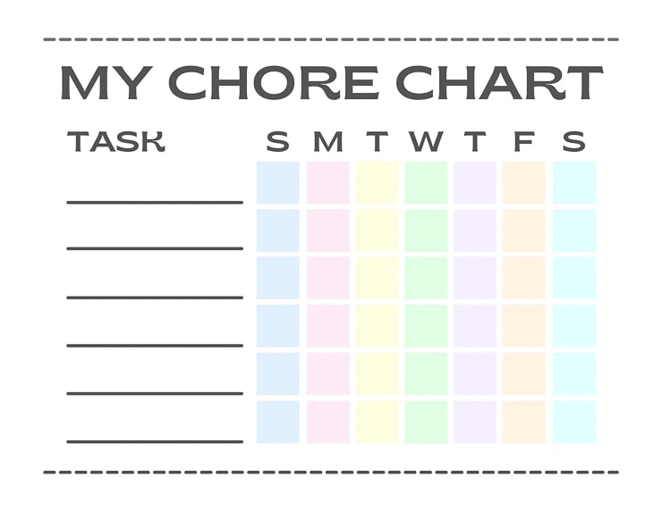 Plain chore chart with muted squares