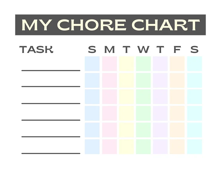 Plain chore chart with muted squares