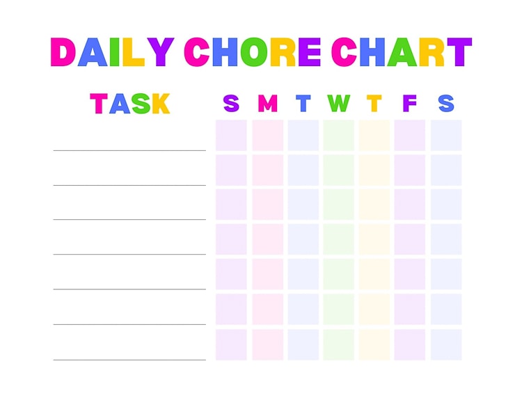 Bright cheery daily chore chart