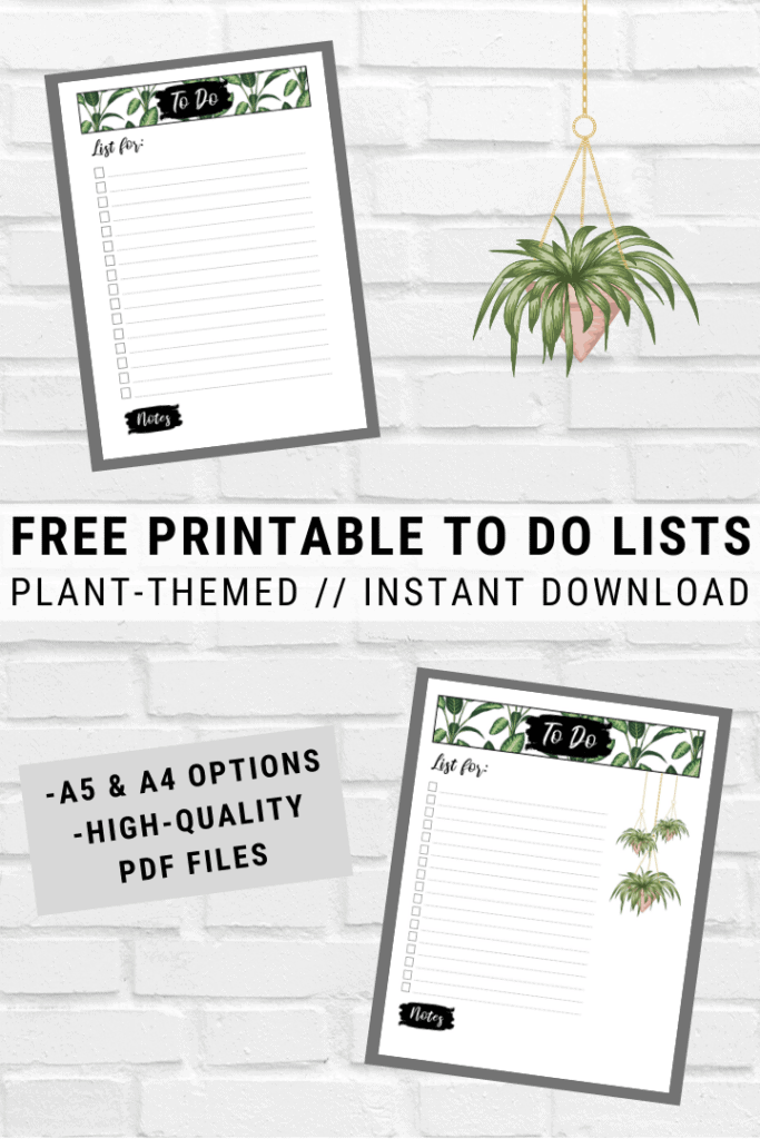pinnable graphic about free printable to do lists including photos of the lists and text overlay
