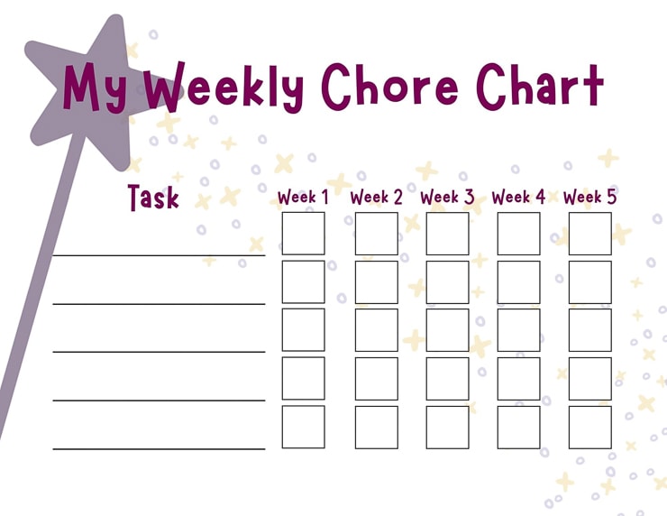free printable magic wand weekly chore chart