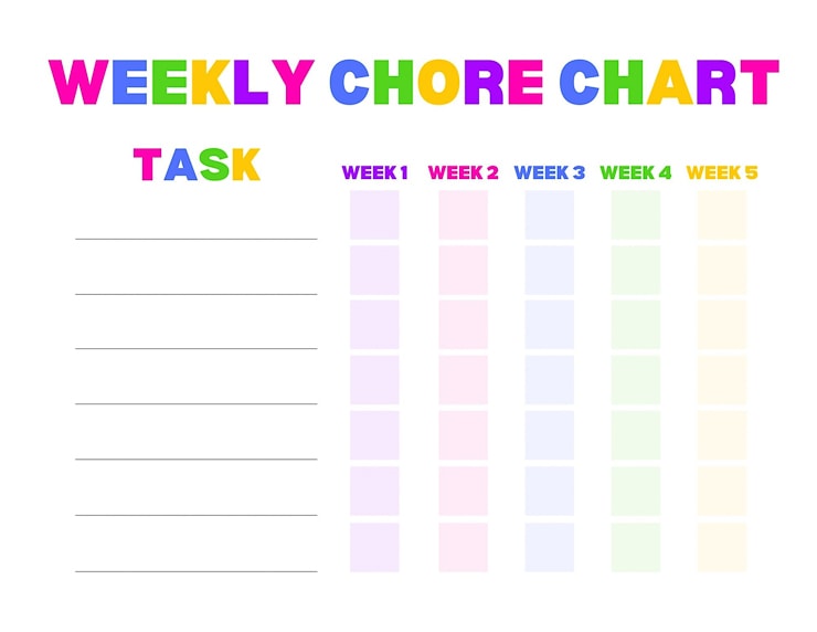 Cheery weekly chore chart printable
