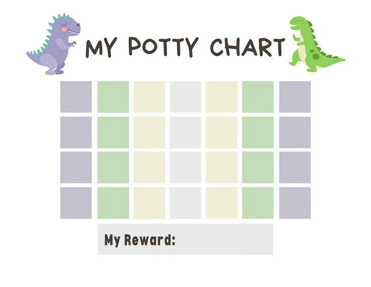 dinosaur themed blank potty sticker chart