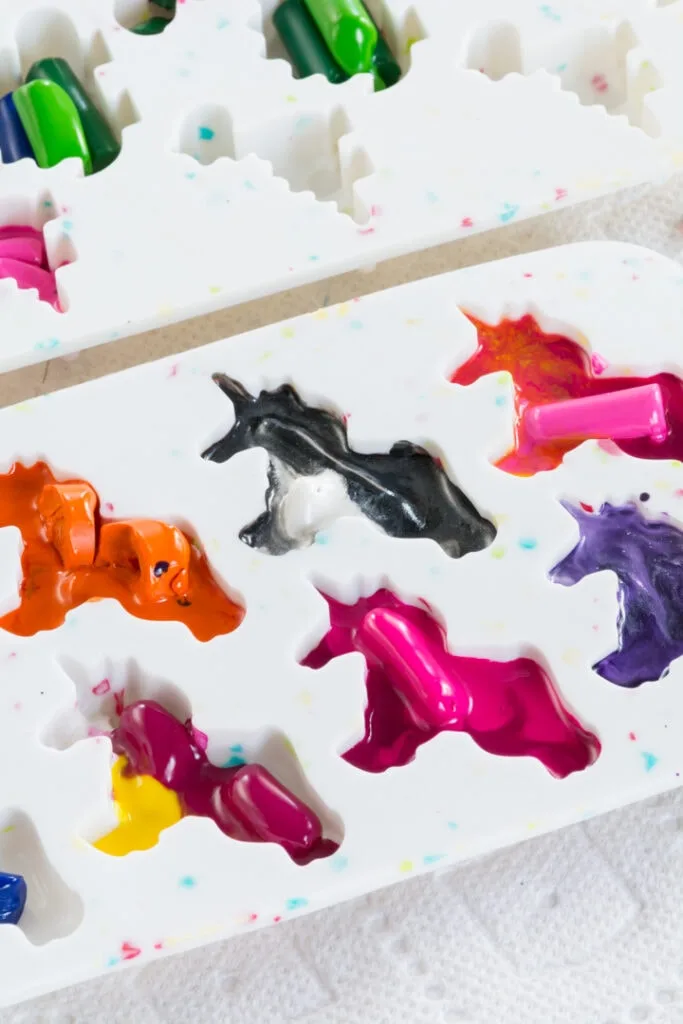 melting crayons in silicone molds
