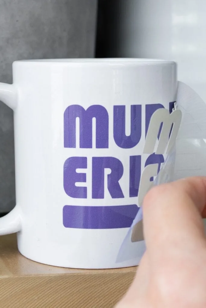 removing Infusible Ink transfer sheet from a Cricut mug