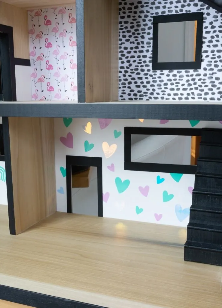 DIY wallpaper for a dollhouse using adhesive vinyl and Cricut