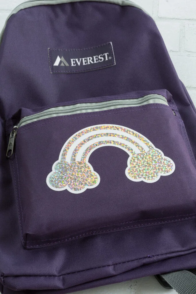 holographic rainbow transferred to the backpack