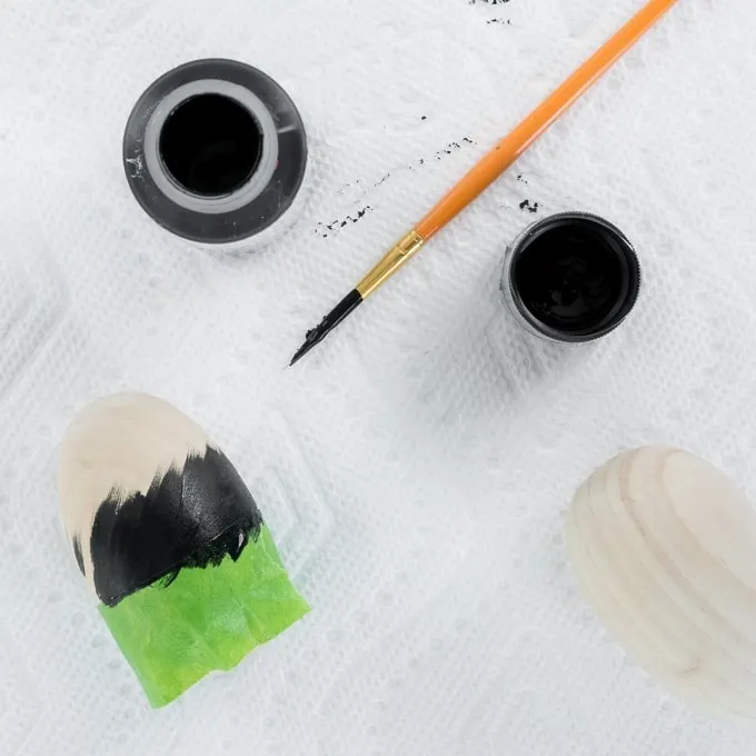 painting a wooden egg black