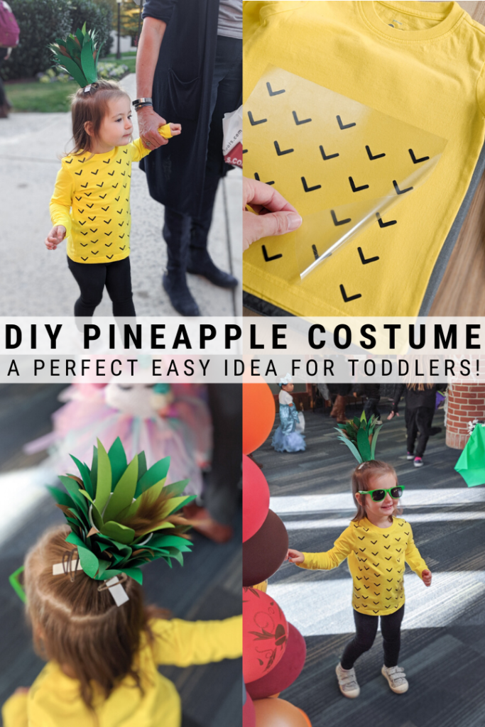 pinnable grpahic about a DIY pineapple costume for a toddler