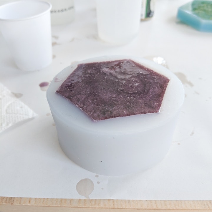 resin pour in a silicone mold