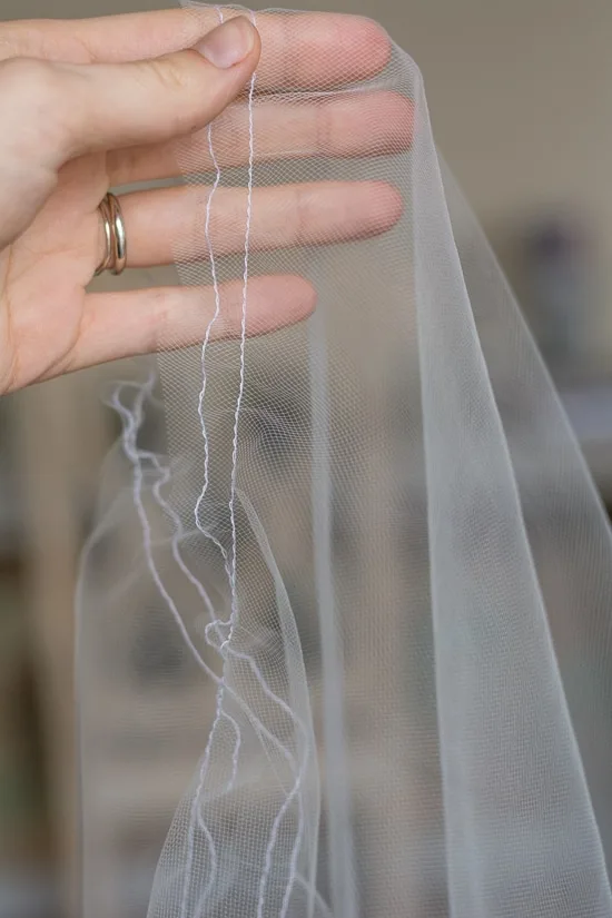 tulle with a line of fabric sewn