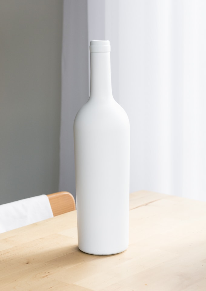 wine bottle painted matte white