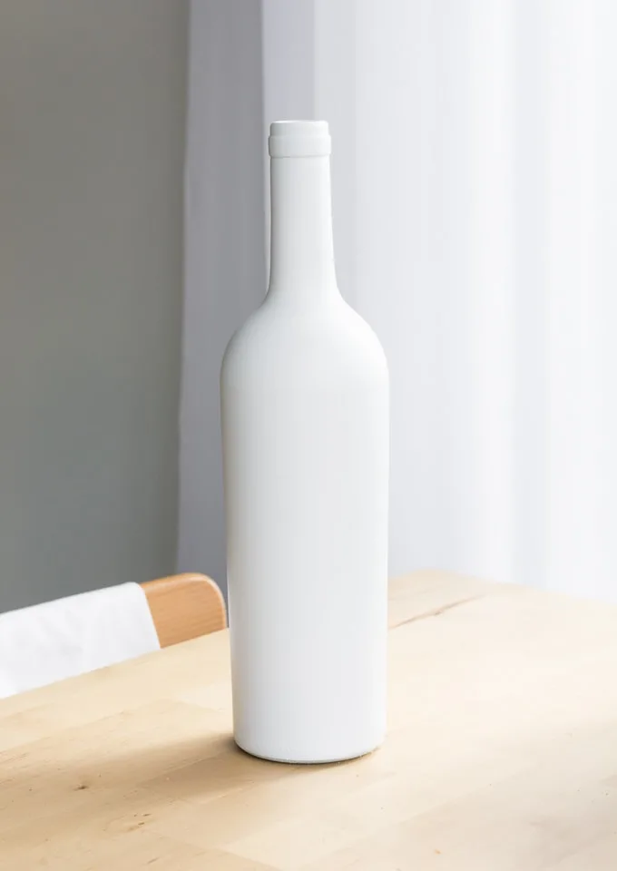 wine bottle painted matte white