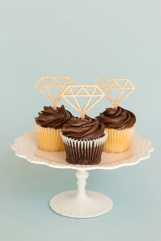 chipboard diamond cupcake toppers made using a Cricut machine