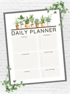 Plant-Themed Printable Daily Planner Page