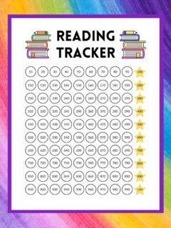 6 book tracker printables for kids with options for 100-1,000 books!