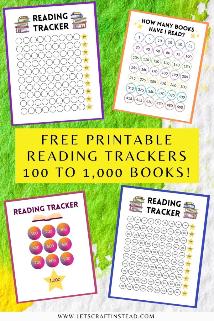pinnable graphic about free printable reading trackers for kids including images of some of the trackers and text overlay 