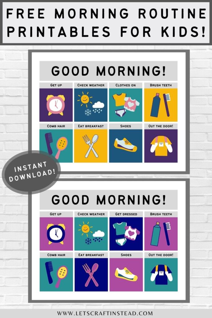 pinnable graphic about my morning routine printable for kids including an image of the checklist and text overlay