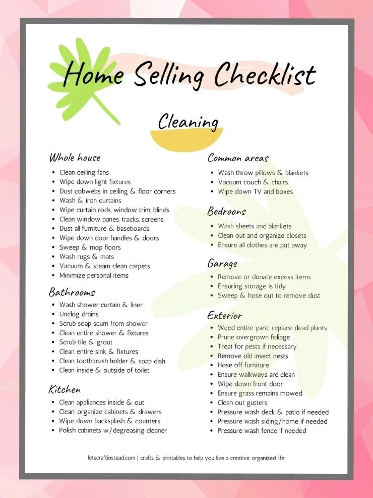 free printable home selling checklist